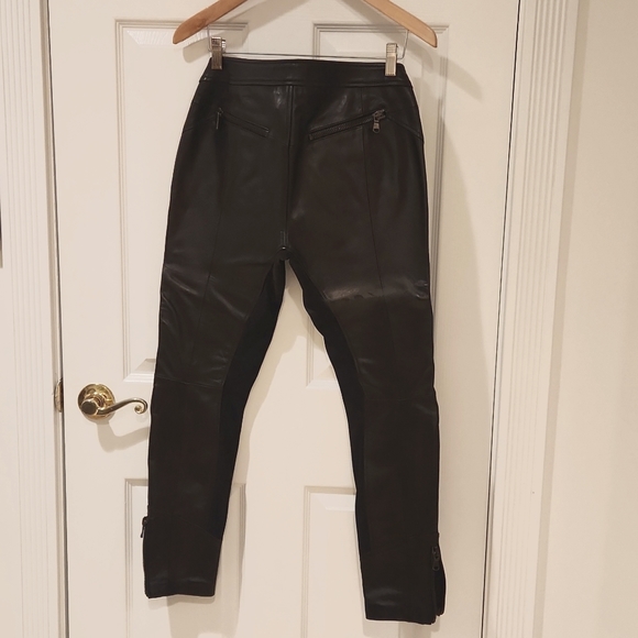 RED VALENTINO LOW RISE LEATHER BIKER PANTS - Picture 4 of 7